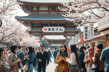 一時的なビザを持った外国人が日本に到着する様子のイメージ